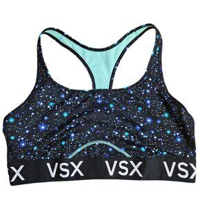 NWT VSX Victoria's Secret The Player Racerback Sport Bra Black Galaxy X-Large